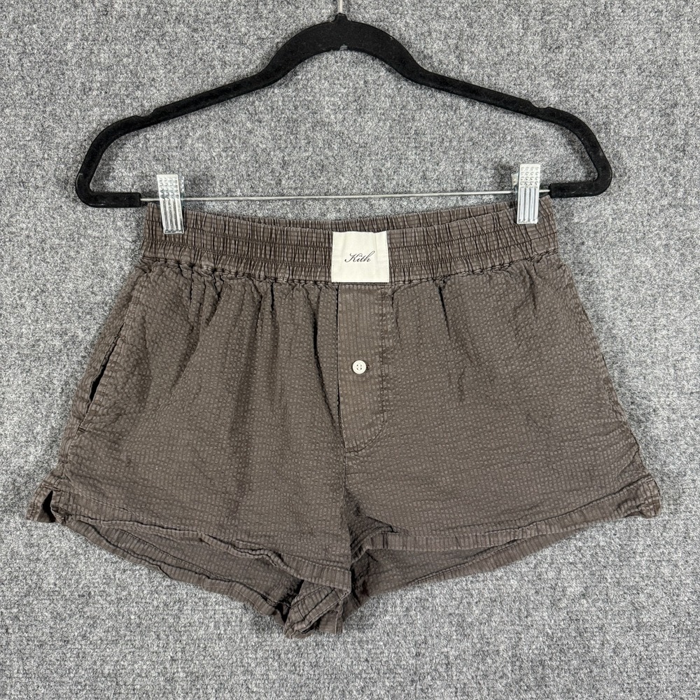 Kith Ida Seersucker Boxer Shorts Dark Gray Loungewear Comfy Womens Size Small